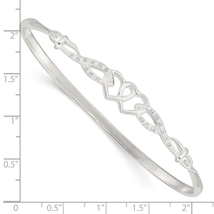 Bracelets WB Choice Jewelry Sterling Silver CZ Hearts Bangle BraceletWBCQB1140 Bracelets WB Choice Jewelry Sterling Silver CZ Hearts Bangle BraceletWBCQB1140