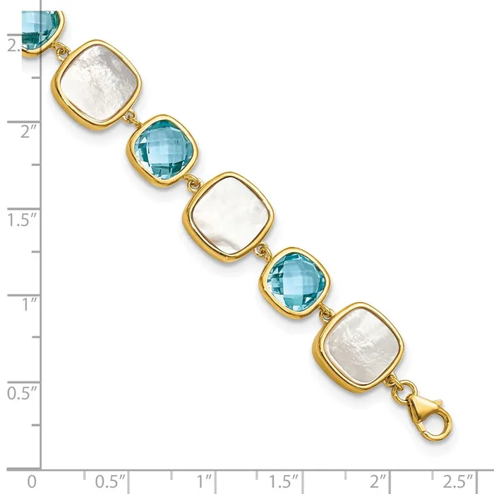 Bracelets WB Choice Jewelry Sterling Silver Goldplated Blue Topaz MOP w2 in ext BraceletWBCQG6225BT75 Bracelets WB Choice Jewelry Sterling Silver Goldplated Blue Topaz MOP w2 in ext BraceletWBCQG6225BT75