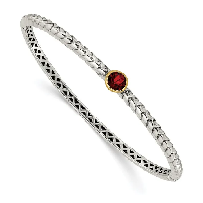 Bracelets WB Choice Jewelry Sterling Silver w14k 6mm Garnet Bangle BraceletWBCQTC140 Bracelets WB Choice Jewelry Sterling Silver w14k 6mm Garnet Bangle BraceletWBCQTC140