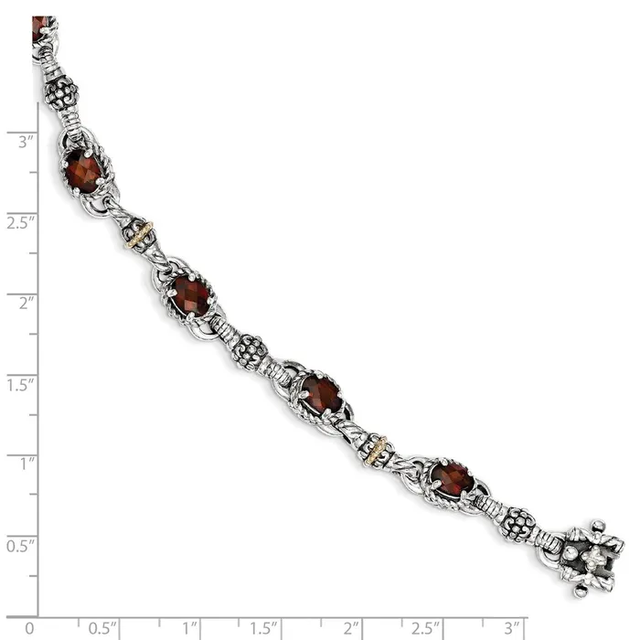 Bracelets WB Choice Jewelry Sterling Silver w14k Oval Garnet BraceletWBCQTC409 Bracelets WB Choice Jewelry Sterling Silver w14k Oval Garnet BraceletWBCQTC409