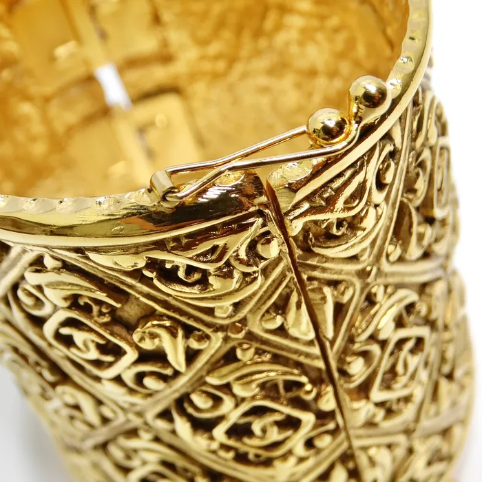 Chanel Vintage Gold Tone CC Hinged Bangle Bracelet Vintage by Misty Bracelets