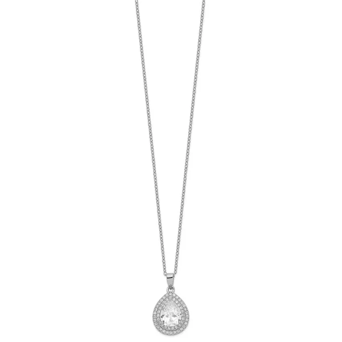 Cheryl M SS Rhodiumplated Fancy Pear CZ w 2in ext NecklaceWBCQCM152418 WB Choice Jewelry Necklaces Cheryl M SS Rhodiumplated Fancy Pear CZ w 2in ext NecklaceWBCQCM152418 WB Choice Jewelry Necklaces