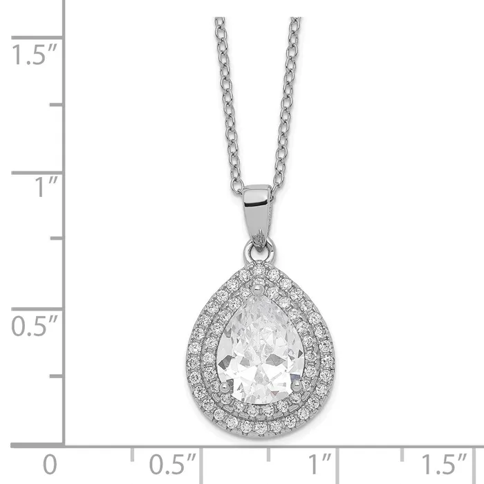 Cheryl M SS Rhodiumplated Fancy Pear CZ w 2in ext NecklaceWBCQCM152418 WB Choice Jewelry Necklaces Cheryl M SS Rhodiumplated Fancy Pear CZ w 2in ext NecklaceWBCQCM152418 WB Choice Jewelry Necklaces