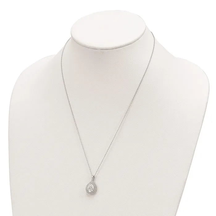 Cheryl M SS Rhodiumplated Fancy Pear CZ w 2in ext NecklaceWBCQCM152418 WB Choice Jewelry Necklaces Cheryl M SS Rhodiumplated Fancy Pear CZ w 2in ext NecklaceWBCQCM152418 WB Choice Jewelry Necklaces