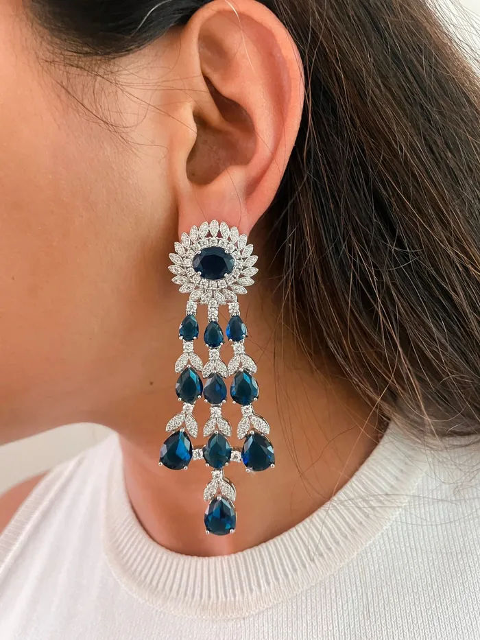 Deena Sapphire Diamond Necklace Set PRERTO ECOMMERCE PRIVATE LIMITED Necklaces
