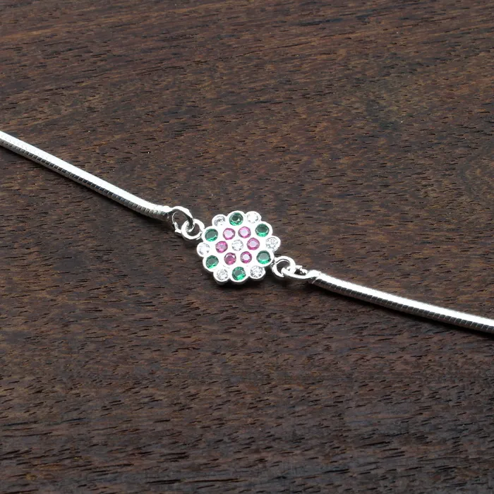 httpswwwkarizmajewelscom Bracelets Real Silver bracelet CZ Rakhi for men women 8