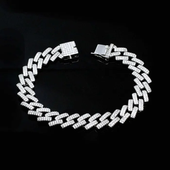 Iced Out Cuban link Bracelet for Men in 925 Silver Karizma Jewels Bracelets