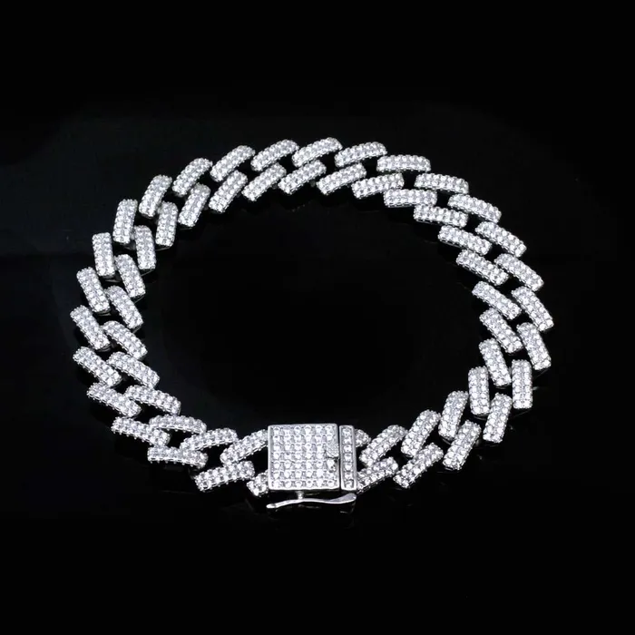 Iced Out Cuban link Bracelet for Men in 925 Silver Karizma Jewels Bracelets
