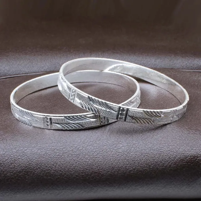 Indian Real Sterling Silver Women Bangles Bracelet Kangan Pair Karizma Jewels Bracelets