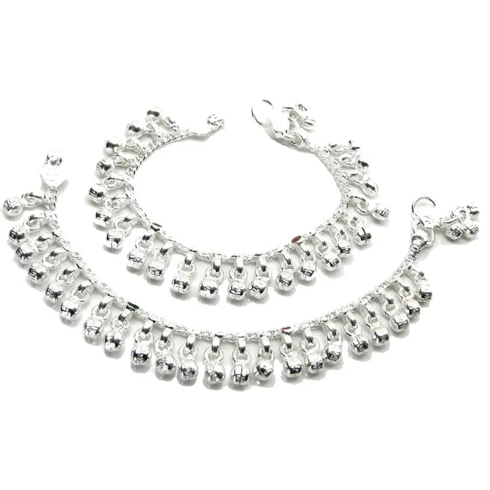 Jingle Bells Solid Silver Anklets Ankle chain Bracelet Kids Childrens 51 Karizma Jewels Bracelets