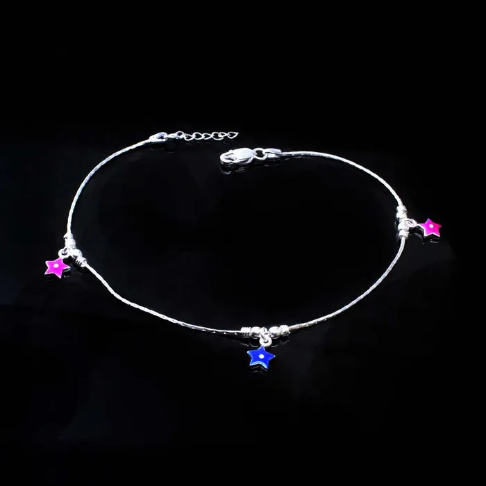 Karizma Jewels Bracelets Indian Girls Gift Sterling Silver Star Style Anklet Bracelet 105 Single Karizma Jewels Bracelets Indian Girls Gift Sterling Silver Star Style Anklet Bracelet 105 Single