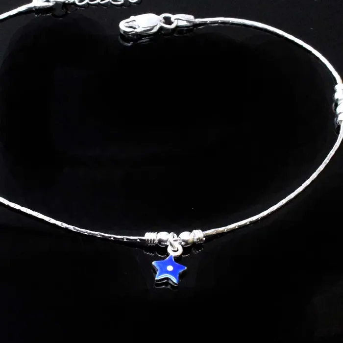 Karizma Jewels Bracelets Indian Girls Gift Sterling Silver Star Style Anklet Bracelet 105 Single