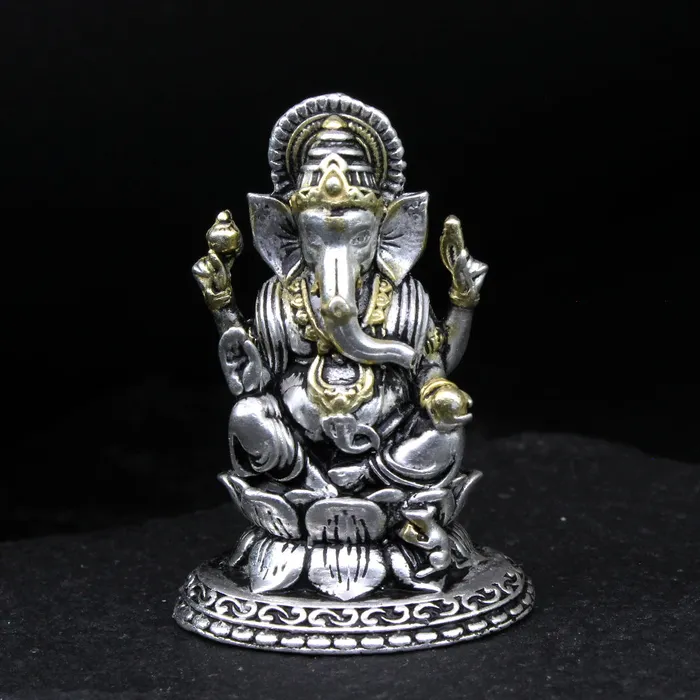 Necklaces 2D 925 Solid Sterling Silver Oxidized Ganesha Statue religious Diwali gift Karizma Jewels