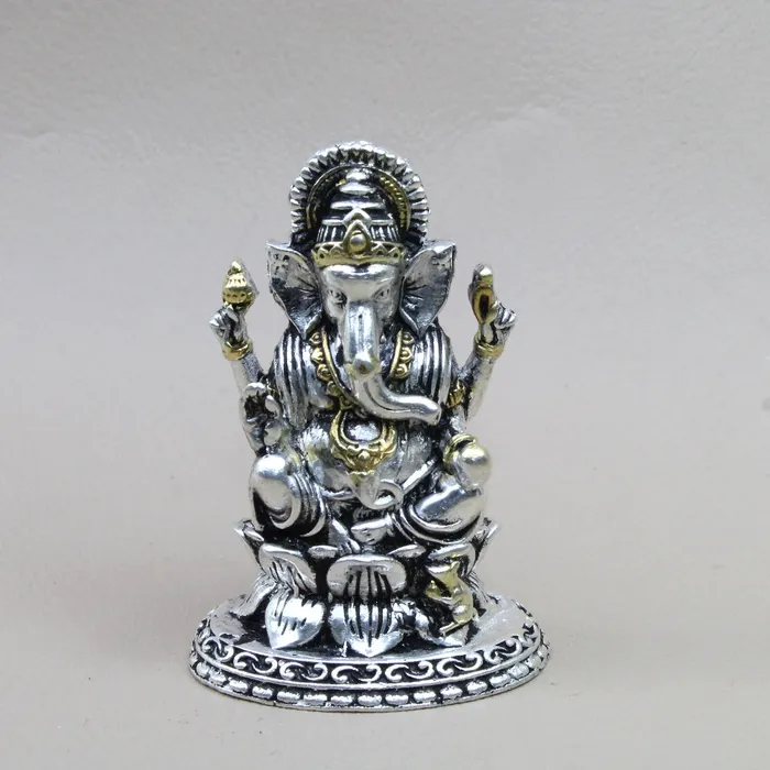 Necklaces 2D 925 Solid Sterling Silver Oxidized Ganesha Statue religious Diwali gift Karizma Jewels