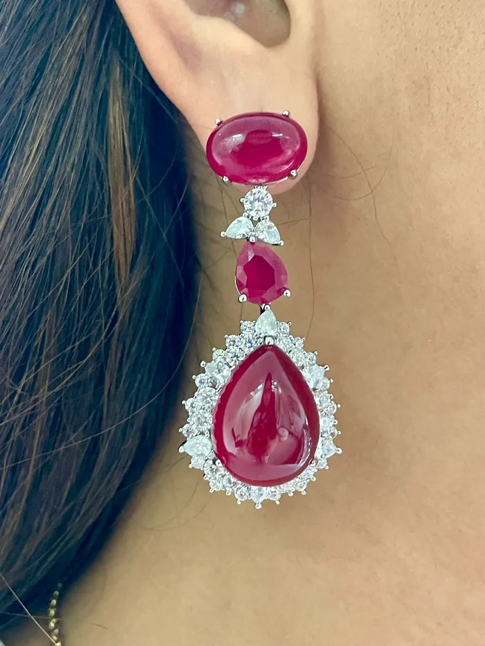 Necklaces PRERTO ECOMMERCE PRIVATE LIMITED Ruby Cairn Diamond Necklace Set