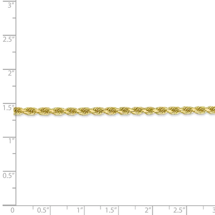 Necklaces WB Choice Jewelry 10k 3mm Diamondcut Rope ChainWBC10K0239 Necklaces WB Choice Jewelry 10k 3mm Diamondcut Rope ChainWBC10K0239