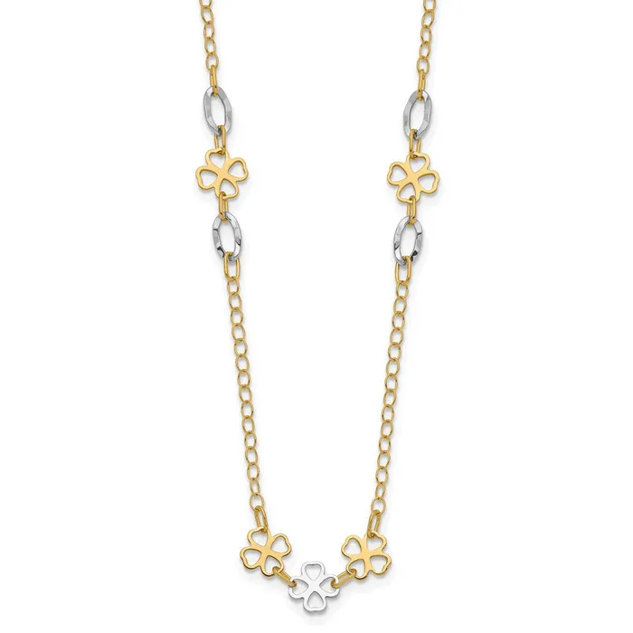Necklaces WB Choice Jewelry 14K Twotone Diamondcut Polished Flower NecklaceWBCSF294717 Necklaces WB Choice Jewelry 14K Twotone Diamondcut Polished Flower NecklaceWBCSF294717