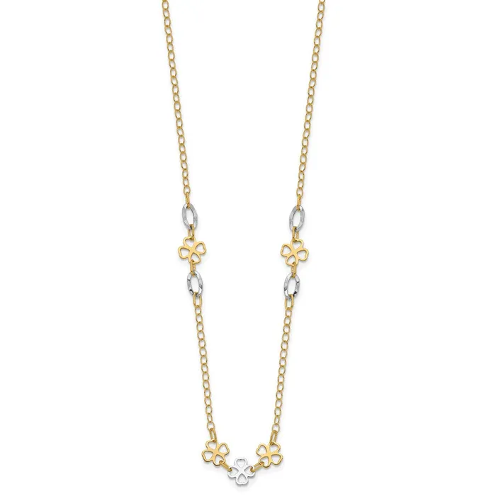 Necklaces WB Choice Jewelry 14K Twotone Diamondcut Polished Flower NecklaceWBCSF294717 Necklaces WB Choice Jewelry 14K Twotone Diamondcut Polished Flower NecklaceWBCSF294717