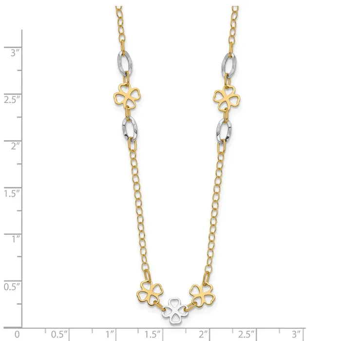 Necklaces WB Choice Jewelry 14K Twotone Diamondcut Polished Flower NecklaceWBCSF294717 Necklaces WB Choice Jewelry 14K Twotone Diamondcut Polished Flower NecklaceWBCSF294717