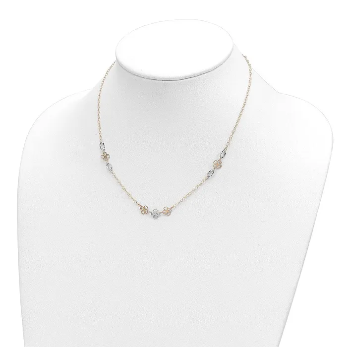 Necklaces WB Choice Jewelry 14K Twotone Diamondcut Polished Flower NecklaceWBCSF294717 Necklaces WB Choice Jewelry 14K Twotone Diamondcut Polished Flower NecklaceWBCSF294717