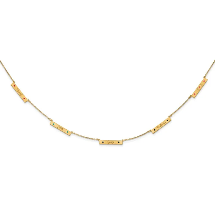 Necklaces WB Choice Jewelry Sterling SilverGoldplated Brushed 5 Station with Epoxy NecklaceWBCXNA11785GP Necklaces WB Choice Jewelry Sterling SilverGoldplated Brushed 5 Station with Epoxy NecklaceWBCXNA11785GP