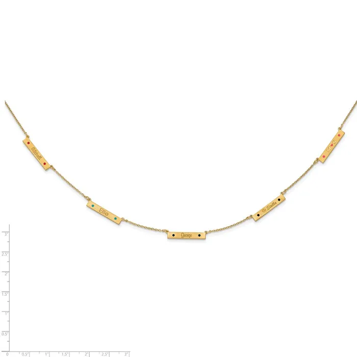 Necklaces WB Choice Jewelry Sterling SilverGoldplated Brushed 5 Station with Epoxy NecklaceWBCXNA11785GP Necklaces WB Choice Jewelry Sterling SilverGoldplated Brushed 5 Station with Epoxy NecklaceWBCXNA11785GP