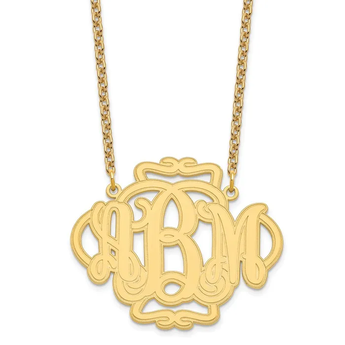 Necklaces WB Choice Jewelry Sterling SilverGoldplated Scroll Monogram NecklaceWBCXNA556GP Necklaces WB Choice Jewelry Sterling SilverGoldplated Scroll Monogram NecklaceWBCXNA556GP