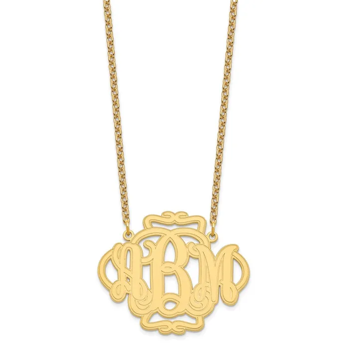 Necklaces WB Choice Jewelry Sterling SilverGoldplated Scroll Monogram NecklaceWBCXNA556GP Necklaces WB Choice Jewelry Sterling SilverGoldplated Scroll Monogram NecklaceWBCXNA556GP