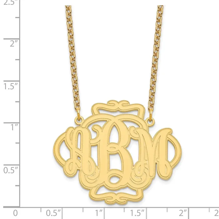 Necklaces WB Choice Jewelry Sterling SilverGoldplated Scroll Monogram NecklaceWBCXNA556GP Necklaces WB Choice Jewelry Sterling SilverGoldplated Scroll Monogram NecklaceWBCXNA556GP