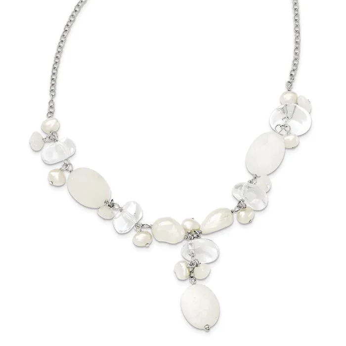 Necklaces WB Choice Jewelry Sterling Silver MoonstoneFWC PearlRock QtzWhite Jade NecklaceWBCQH247516 Necklaces WB Choice Jewelry Sterling Silver MoonstoneFWC PearlRock QtzWhite Jade NecklaceWBCQH247516