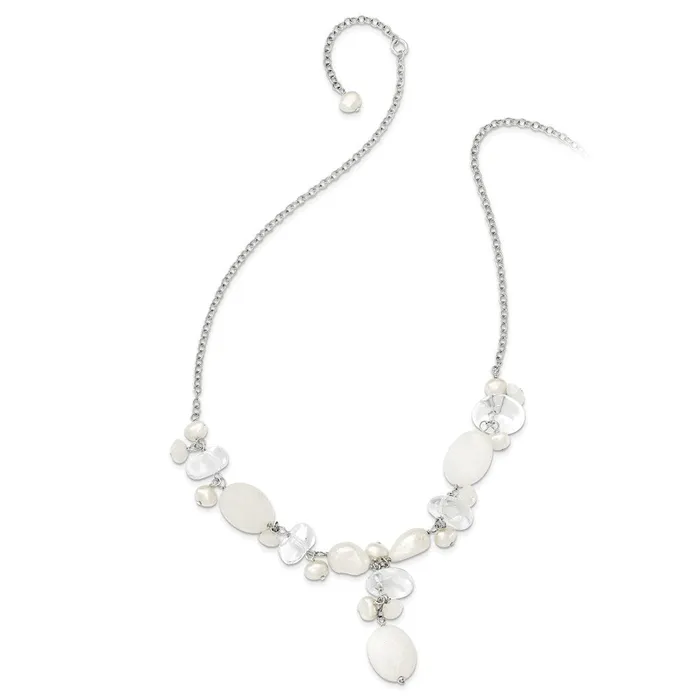 Necklaces WB Choice Jewelry Sterling Silver MoonstoneFWC PearlRock QtzWhite Jade NecklaceWBCQH247516 Necklaces WB Choice Jewelry Sterling Silver MoonstoneFWC PearlRock QtzWhite Jade NecklaceWBCQH247516