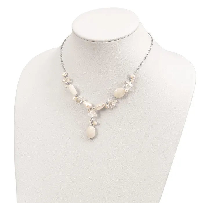 Necklaces WB Choice Jewelry Sterling Silver MoonstoneFWC PearlRock QtzWhite Jade NecklaceWBCQH247516 Necklaces WB Choice Jewelry Sterling Silver MoonstoneFWC PearlRock QtzWhite Jade NecklaceWBCQH247516