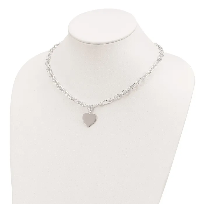 Necklaces WB Choice Jewelry Sterling Silver Polished Engraveable Heart NecklaceWBCQG143818 Necklaces WB Choice Jewelry Sterling Silver Polished Engraveable Heart NecklaceWBCQG143818