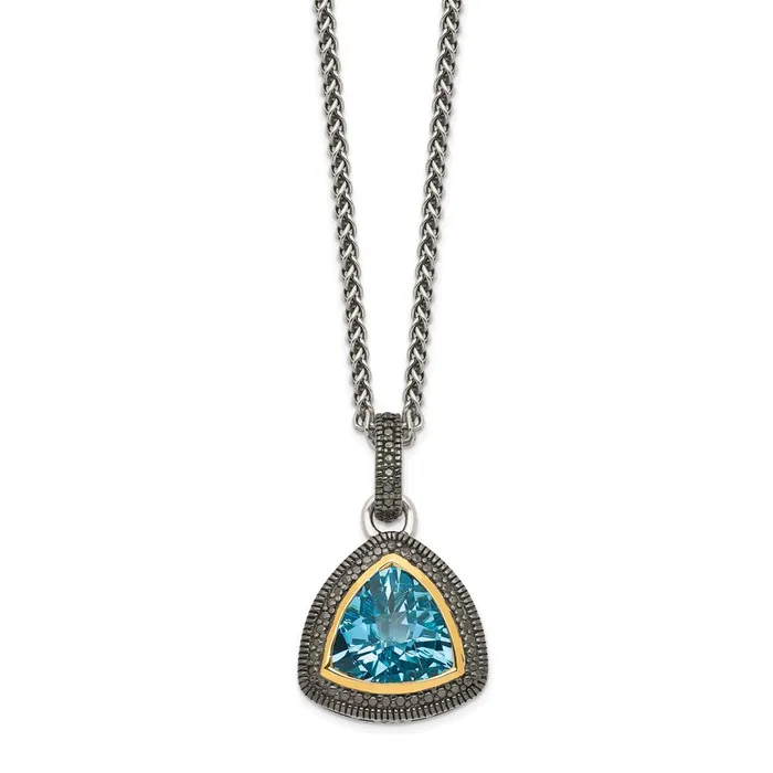 Necklaces WB Choice Jewelry Sterling Silver w 14K Accent Light Swiss Blue Topaz NecklaceWBCQTC1613 Necklaces WB Choice Jewelry Sterling Silver w 14K Accent Light Swiss Blue Topaz NecklaceWBCQTC1613