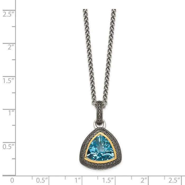 Necklaces WB Choice Jewelry Sterling Silver w 14K Accent Light Swiss Blue Topaz NecklaceWBCQTC1613 Necklaces WB Choice Jewelry Sterling Silver w 14K Accent Light Swiss Blue Topaz NecklaceWBCQTC1613