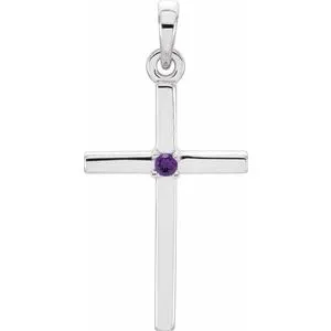 Platinum 2265x114 mm Amethyst Cross PendantR423266017PSTWBC WB Choice Jewelry Necklaces