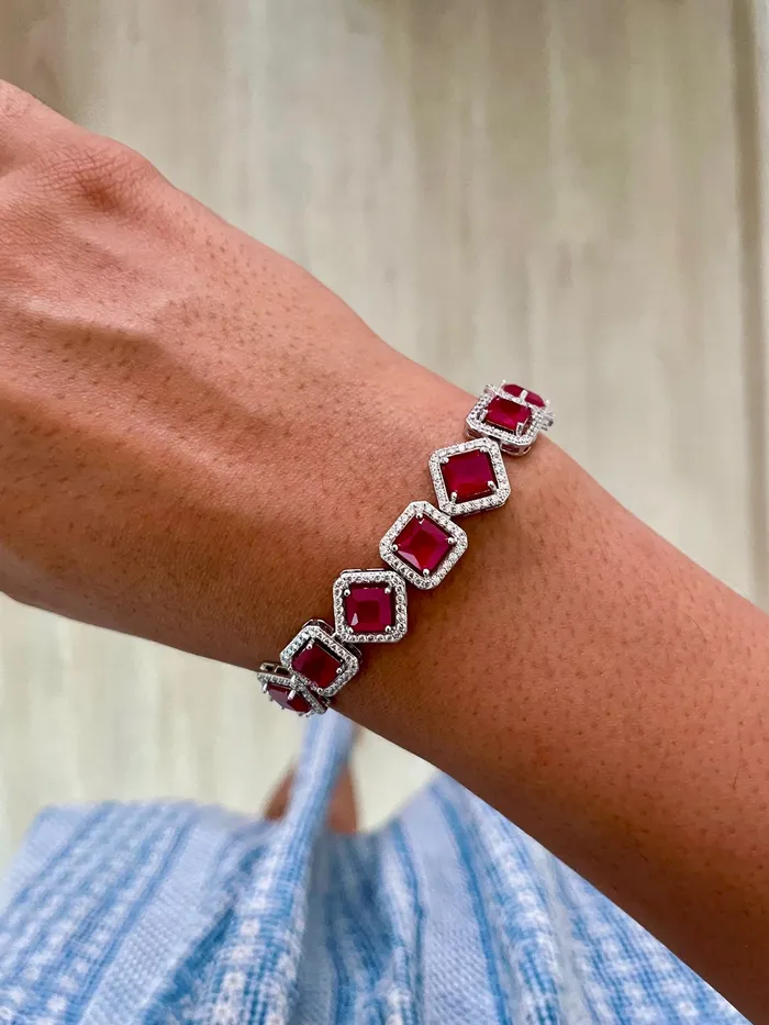 PRERTO ECOMMERCE PRIVATE LIMITED Bracelets Cuboid Ruby Dimonte Bracelet