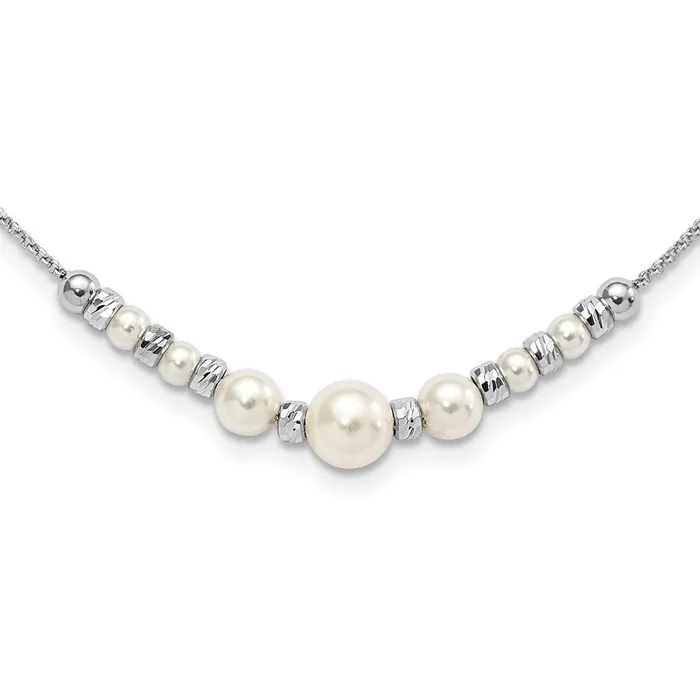 Sterling Silver DC Beads wSwarovski Pearl w 2in ext NecklaceWBCQG522816 WB Choice Jewelry Necklaces Sterling Silver DC Beads wSwarovski Pearl w 2in ext NecklaceWBCQG522816 WB Choice Jewelry Necklaces