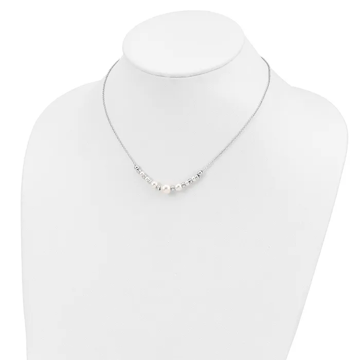 Sterling Silver DC Beads wSwarovski Pearl w 2in ext NecklaceWBCQG522816 WB Choice Jewelry Necklaces Sterling Silver DC Beads wSwarovski Pearl w 2in ext NecklaceWBCQG522816 WB Choice Jewelry Necklaces