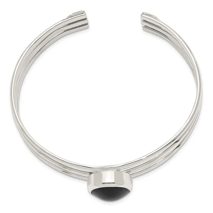 Sterling Silver Onyx Three Strand Cuff Bangle BraceletWBCQB389 WB Choice Jewelry Bracelets Sterling Silver Onyx Three Strand Cuff Bangle BraceletWBCQB389 WB Choice Jewelry Bracelets