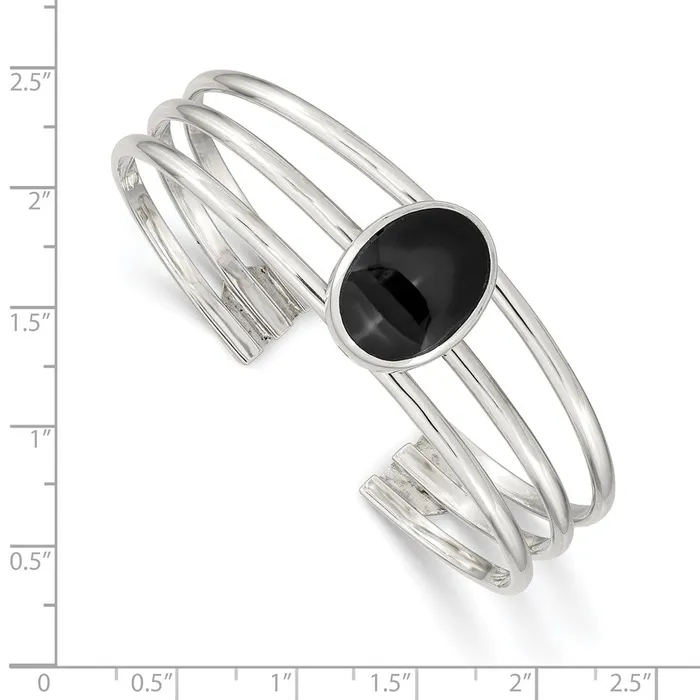 Sterling Silver Onyx Three Strand Cuff Bangle BraceletWBCQB389 WB Choice Jewelry Bracelets Sterling Silver Onyx Three Strand Cuff Bangle BraceletWBCQB389 WB Choice Jewelry Bracelets