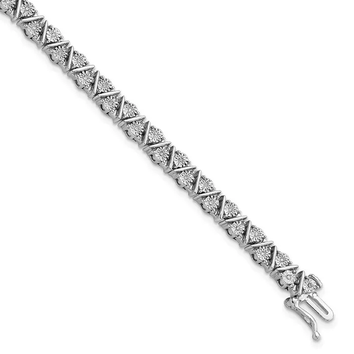 Sterling Silver Rhodiumplated Diam Triangle Link BraceletWBCQDX1134 WB Choice Jewelry Bracelets Sterling Silver Rhodiumplated Diam Triangle Link BraceletWBCQDX1134 WB Choice Jewelry Bracelets
