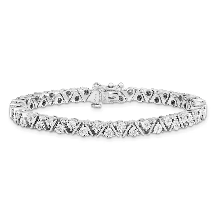 Sterling Silver Rhodiumplated Diam Triangle Link BraceletWBCQDX1134 WB Choice Jewelry Bracelets Sterling Silver Rhodiumplated Diam Triangle Link BraceletWBCQDX1134 WB Choice Jewelry Bracelets