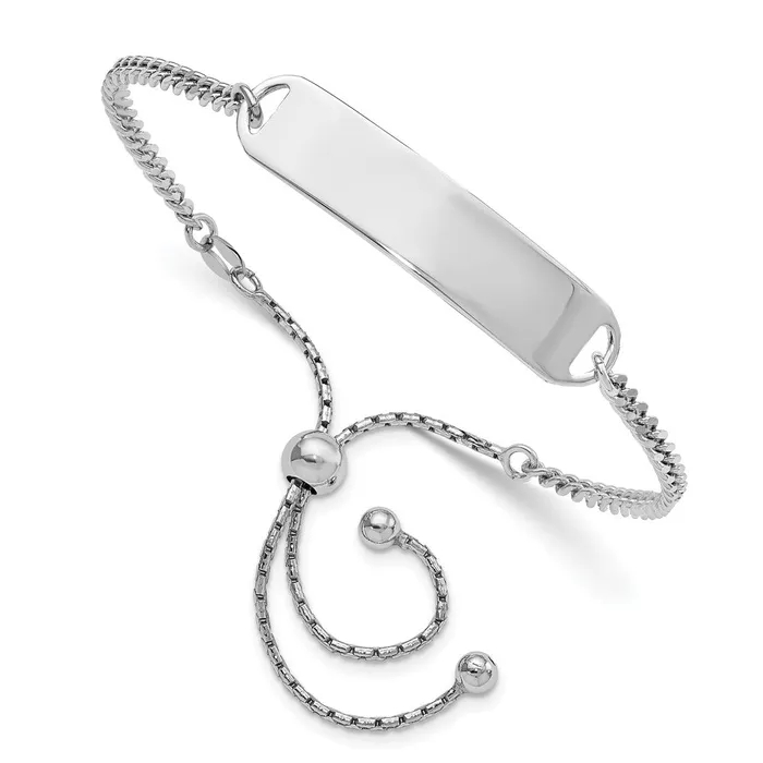 Sterling Silver RhodiumPlated ID Adjustable 6in to 10in BraceletWBCQG4530 WB Choice Jewelry Bracelets Sterling Silver RhodiumPlated ID Adjustable 6in to 10in BraceletWBCQG4530 WB Choice Jewelry Bracelets