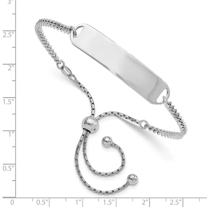 Sterling Silver RhodiumPlated ID Adjustable 6in to 10in BraceletWBCQG4530 WB Choice Jewelry Bracelets Sterling Silver RhodiumPlated ID Adjustable 6in to 10in BraceletWBCQG4530 WB Choice Jewelry Bracelets