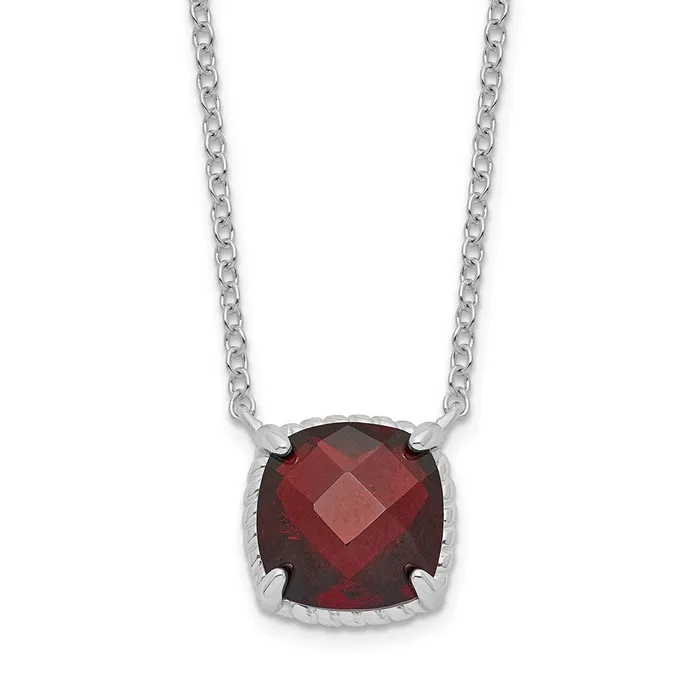 Sterling Silver Rhodiumplated Square Garnet w2 in ext NecklaceWBCQG6221GA16 WB Choice Jewelry Necklaces Sterling Silver Rhodiumplated Square Garnet w2 in ext NecklaceWBCQG6221GA16 WB Choice Jewelry Necklaces