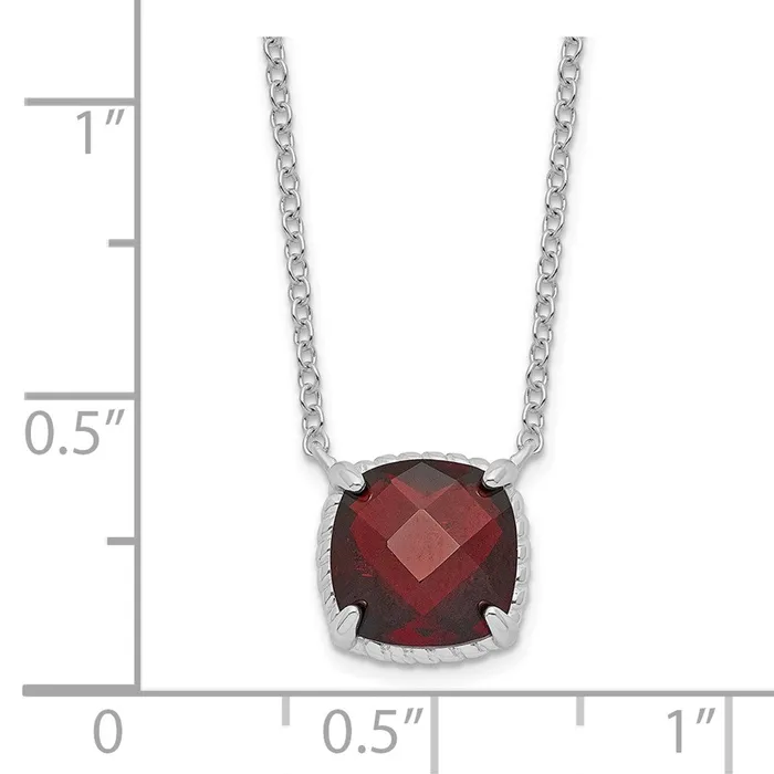 Sterling Silver Rhodiumplated Square Garnet w2 in ext NecklaceWBCQG6221GA16 WB Choice Jewelry Necklaces Sterling Silver Rhodiumplated Square Garnet w2 in ext NecklaceWBCQG6221GA16 WB Choice Jewelry Necklaces