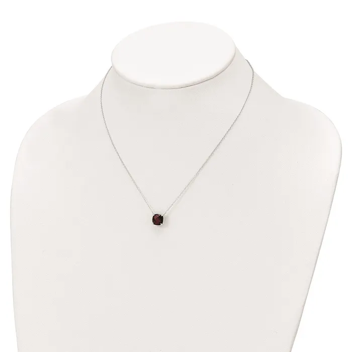 Sterling Silver Rhodiumplated Square Garnet w2 in ext NecklaceWBCQG6221GA16 WB Choice Jewelry Necklaces Sterling Silver Rhodiumplated Square Garnet w2 in ext NecklaceWBCQG6221GA16 WB Choice Jewelry Necklaces