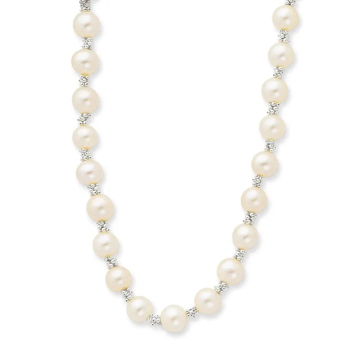 Sterling Silver Rhodiumplated White FW Cultured Pearl NecklaceWBCQH108416 WB Choice Jewelry Necklaces Sterling Silver Rhodiumplated White FW Cultured Pearl NecklaceWBCQH108416 WB Choice Jewelry Necklaces