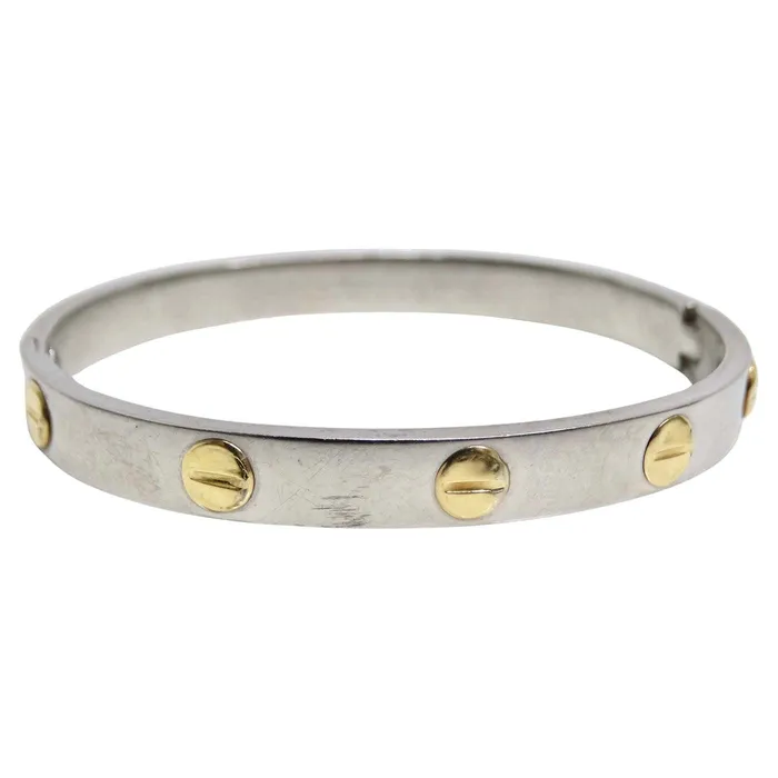 Vintage by Misty 18K Gold Cartier Love Inspired Silver Bracelet Bracelets
